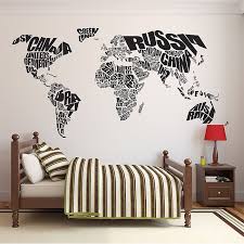 Typography World Map Vinyl Wall Art Decal