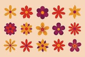 60s flowers vector art icons and
