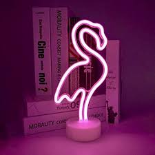 Enouli Flamingo Neon Light Signs Pink Led Neon Art Decorative With Holder Base Table Light Marquee Signs Wall Decoration For Kids Room Birthday Party Light Bar Recreational Wedding Party Amazon Com