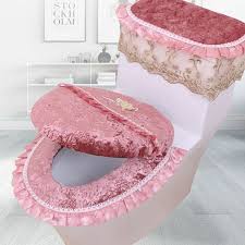 Toilet Seat Cover Set Lace Decorations
