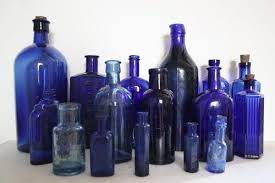 Antique Blue And Cobalt Glass Bottles