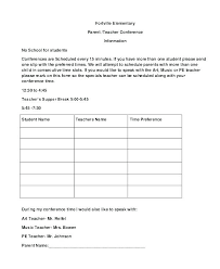 Parent Teacher Meeting Report Template Letters To Parents From