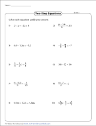 Solving for a specific variable worksheet. Two Step Equation Worksheets