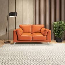 fremont 2 seater orange leather sofa