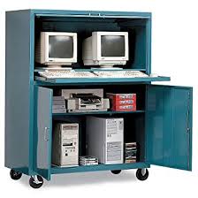Shop a range of network solutions including open racks, server enclosures, network cabinets, and more. Edsal Extra Wide Mobile Computer Workstation 50x24x64 Deluxe Enclosed Top Blue Amazon Com Industrial Scientific