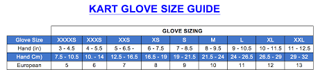 Sparco Kart Gloves Size Chart Images Gloves And
