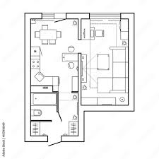 apartment with furniture floor plan
