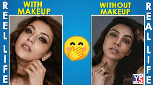 kajal agarwal without makeup and with