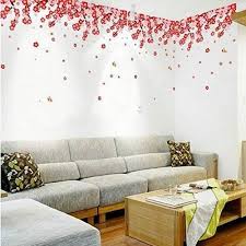 Red Flowers Wall Sticker Size