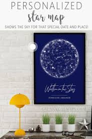 Unique Night Sky Map For That Special Date Vintage Star