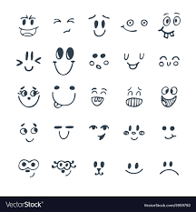set of hand drawn funny faces cute