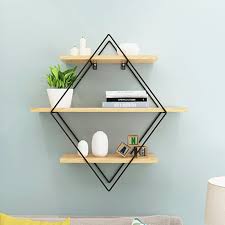 floating shelves 3 tier geometric
