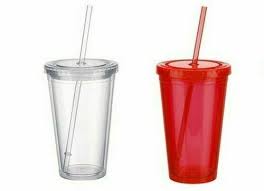 Tumbler Cup With Straw Reusable Double