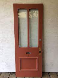 antique entry door with two glass