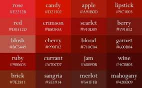 Shades Of Red Red Color Names Red Colour Palette Paint