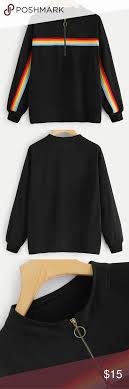 Plus Quarter Zip Rainbow Striped Sweatshirt Please Review