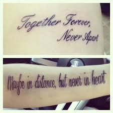 Couples tattoo: &quot;Together forever, never apart. Maybe in distance ... via Relatably.com