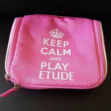 etude pink makeup bag