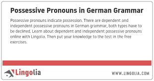 Possessive Pronouns In German Grammar
