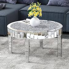 round mirrored coffee table with