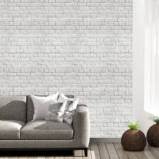 Brick Wall Decal White Gray Faux Brick