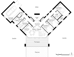 plan maison contemporaine avec piscine