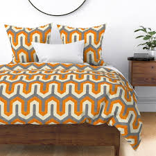 geometric duvet cover greca orange