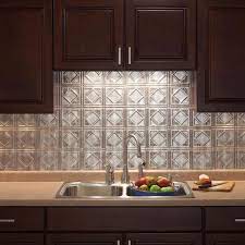 Tile backsplash installation job supplies cost of related materials and supplies typically required to install tile backsplash including: Fasade 18 25 In X 24 25 In Crosshatch Silver Traditional Style 4 Pvc Decorative Backsplash Panel B51 21 The Home Depot