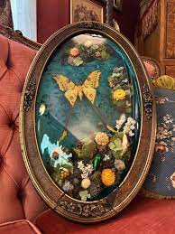 Antique Bubble Glass Insect Frame