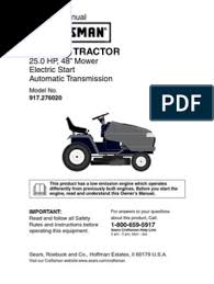 1pk sears craftsman yt 3000 42 lawn mower de. Craftsman Garden Tractor 917 276020 Owners Manual Motor Oil Tractor