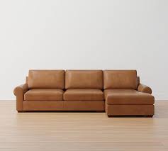 Roll Arm Leather Sofa Chaise Sectional