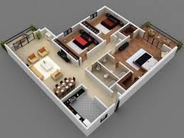 3d House Plans Three Bedroom House Plan