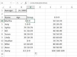 average age for a group using excel