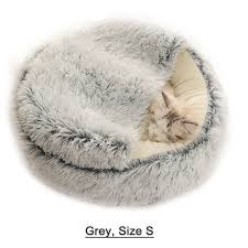 2 in 1 round plush pet cat dog sofa bed