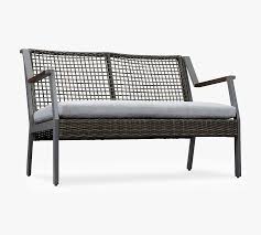 Klein Wicker Outdoor Bench Pottery Barn