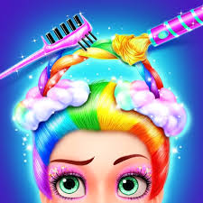 rainbow hair salon kids dressup