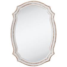 whitewash scalloped wood wall mirror
