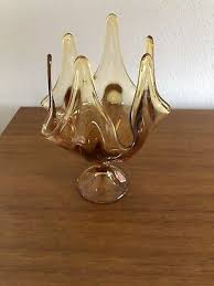 vintage viking art glass amber swung