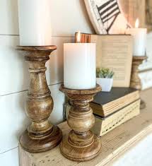 Buy Pillar Shaped Wooden Candle Holder