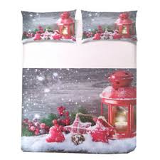 Scopri la nostra biancheria da letto a tema natalizio: Copripiumino 2 Piazze E Federe Natalizio In Puro Cotone Lanterna Rossa Ebay
