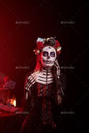creepy lady of dead with sugar skull