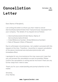 free printable cancellation letter