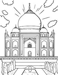 An immense mausoleum of white marble, built in agra between 1631 and 1648 by order of the mughal emperor shah jahan in memory of his favourite wife, the taj mahal is the jewel of muslim art in india and one of the universally admired masterpieces of. Free Taj Mahal Coloring Page Taj Mahal Drawing Taj Mahal Art India Art