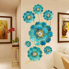 Large 3d Blue Flowers Wall Art Stickers
