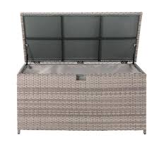 Gray Wicker Outdoor Storage Deck Box