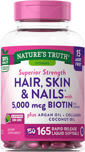 Natural products to keep mature skin looking glowy. Ultra Hair Skin Nails Plus Biotin Vitamins Supplements By Nature S Truth