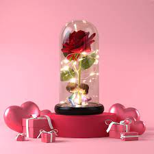 Red Rose Glass Decoration With Cute
