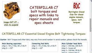Caterpillar C7 Engine Specs And Bolt Torques