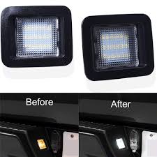 2 Pcs Led License Plate Light Lamp Assembly For 2015 Up Ford F150 2017 Up Ford Raptor Powered By 18smd White 6000k Led Lights F150 License Palte