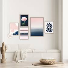 Minimal Gallery Wall Set Pink Navy